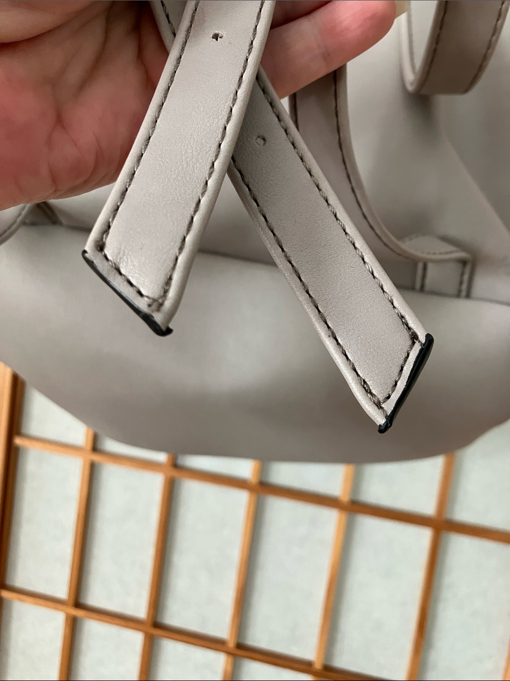EUC Nine West Light Gray Backpack with Multicolor Dot Medallion 12x10x5 - Picture 6 of 10
